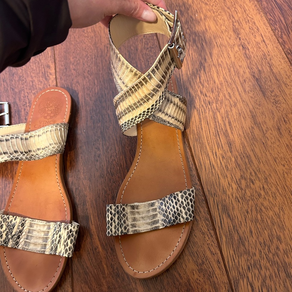 Vince Camuto Snake Print Ankle Strap Sandals